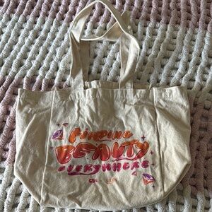Ulta Beauty Cream Tote Bag with Heart Design